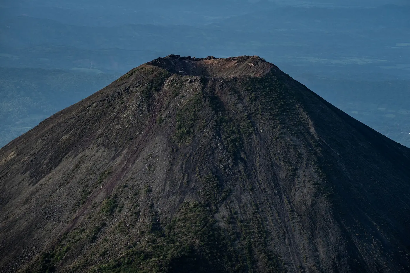 The bare cone of the Izalco volcano in El Salvador seen from above
